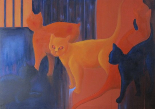 Nella cantina di un palazzone acrilico e olio su tela 2009 185x130cm